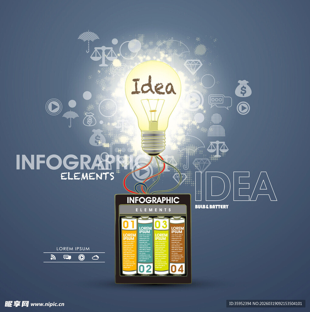 创意信息图表与灯泡元素