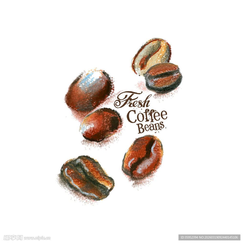 手绘咖啡豆图案