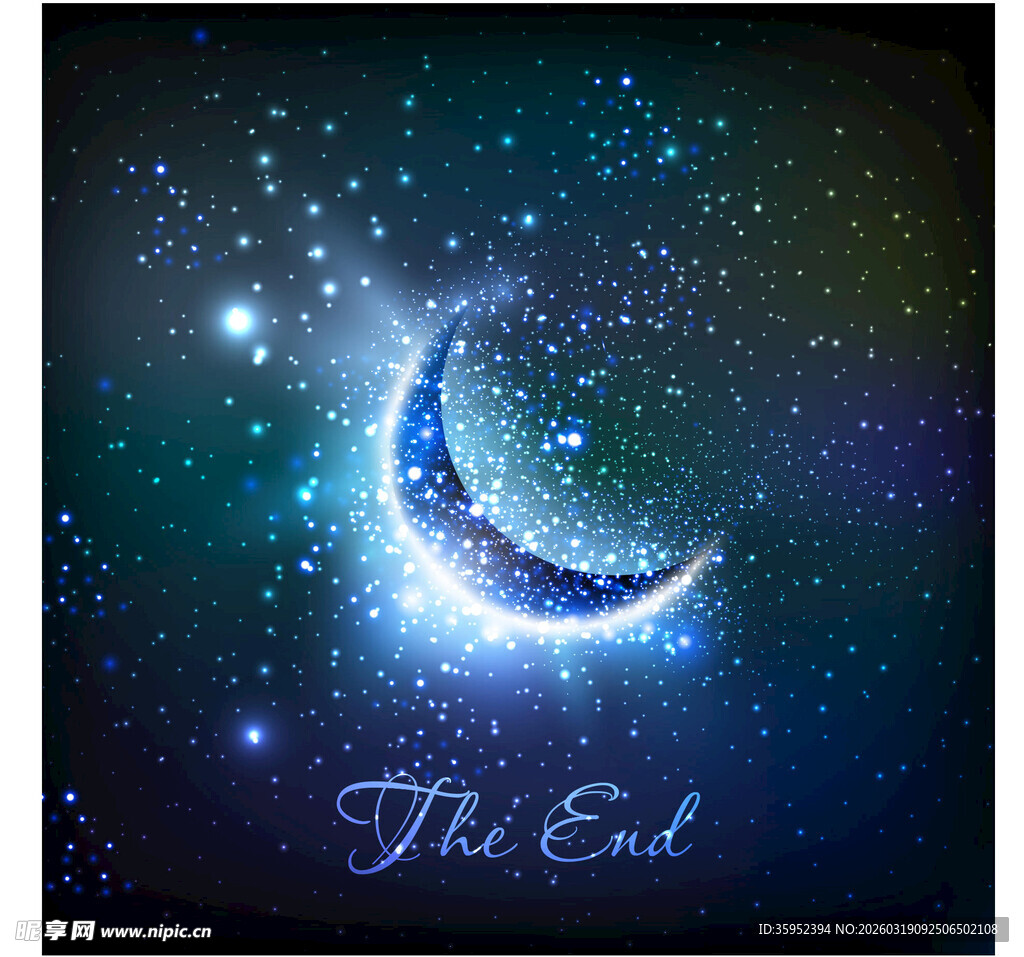 梦幻星空下的新月