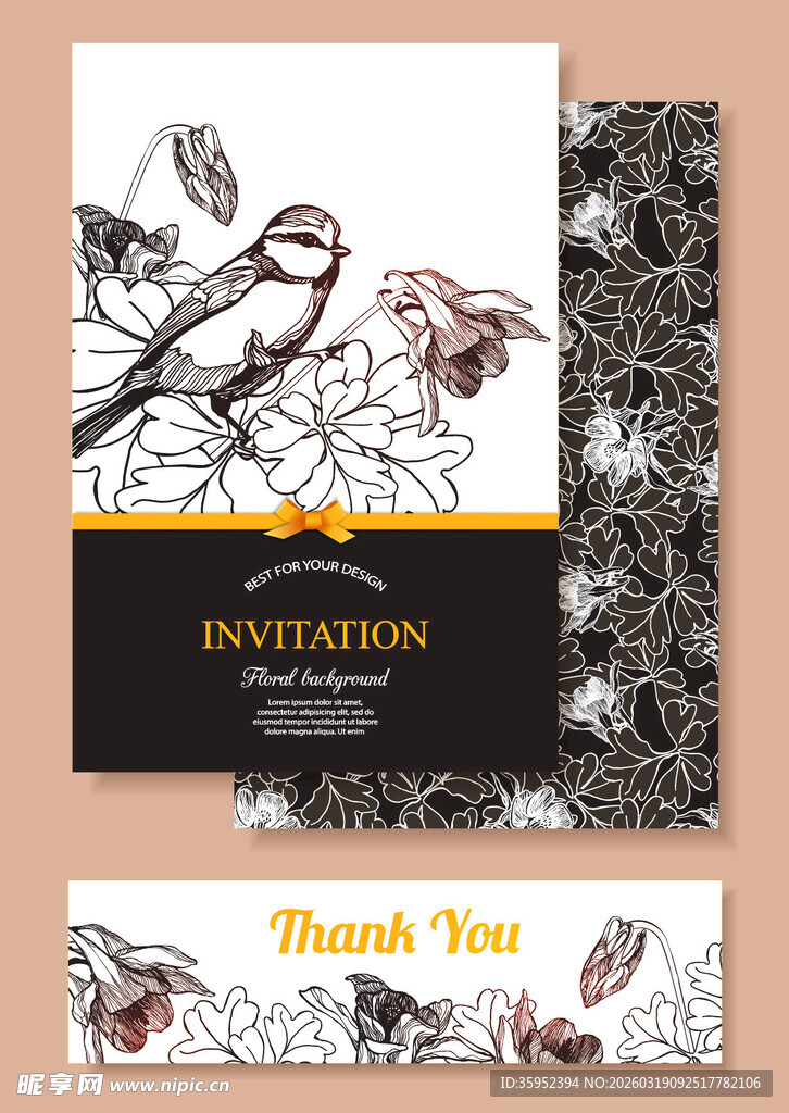 花鸟主题邀请函设计