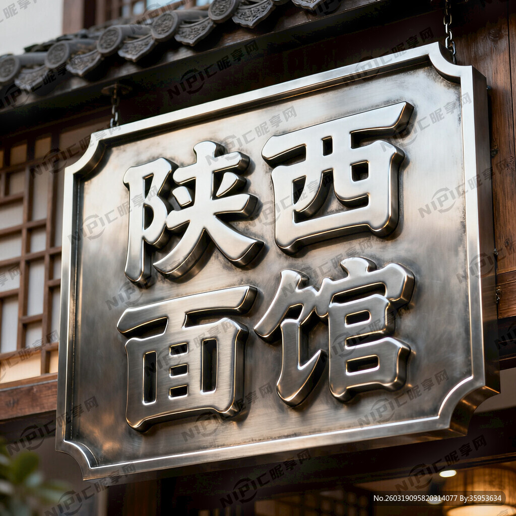 陕西面馆的图片字体要带凸凹金属