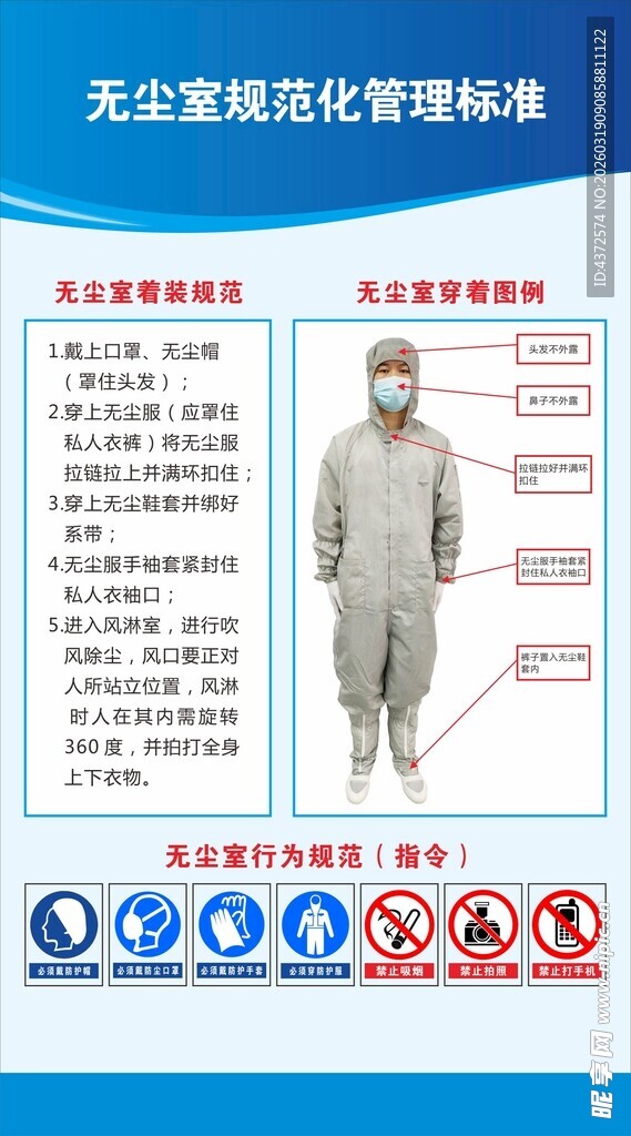无尘室标准 制度牌 警示牌