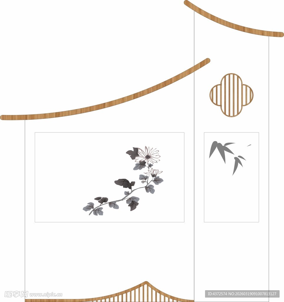 中式文化 标识牌 水墨山水