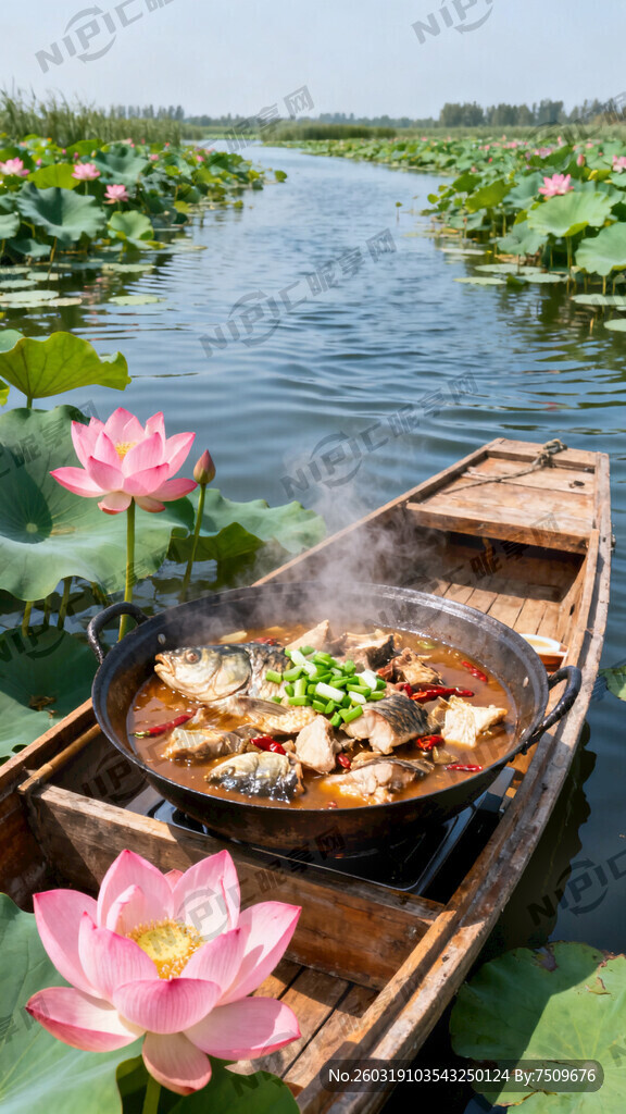 生成包含白洋淀荷花、广阔水面和