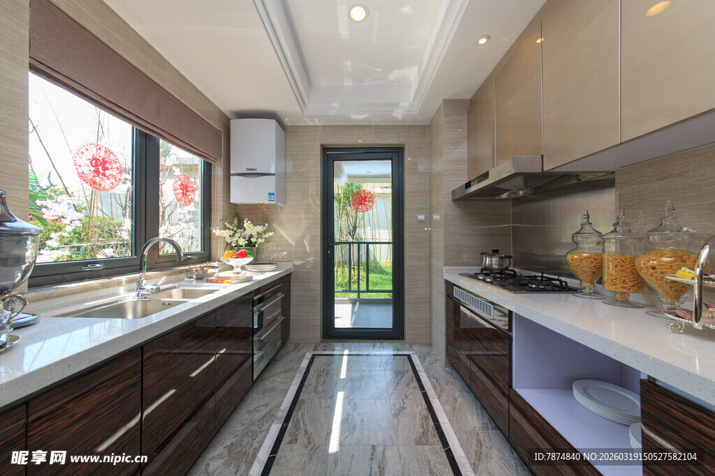 现代开放式厨房室内景象