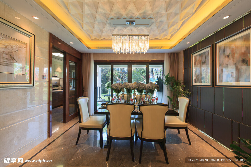 豪华现代风格餐厅室内景