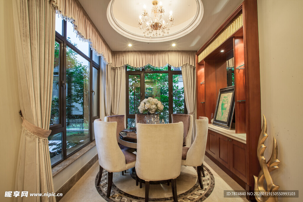 奢华优雅的室内餐厅景致