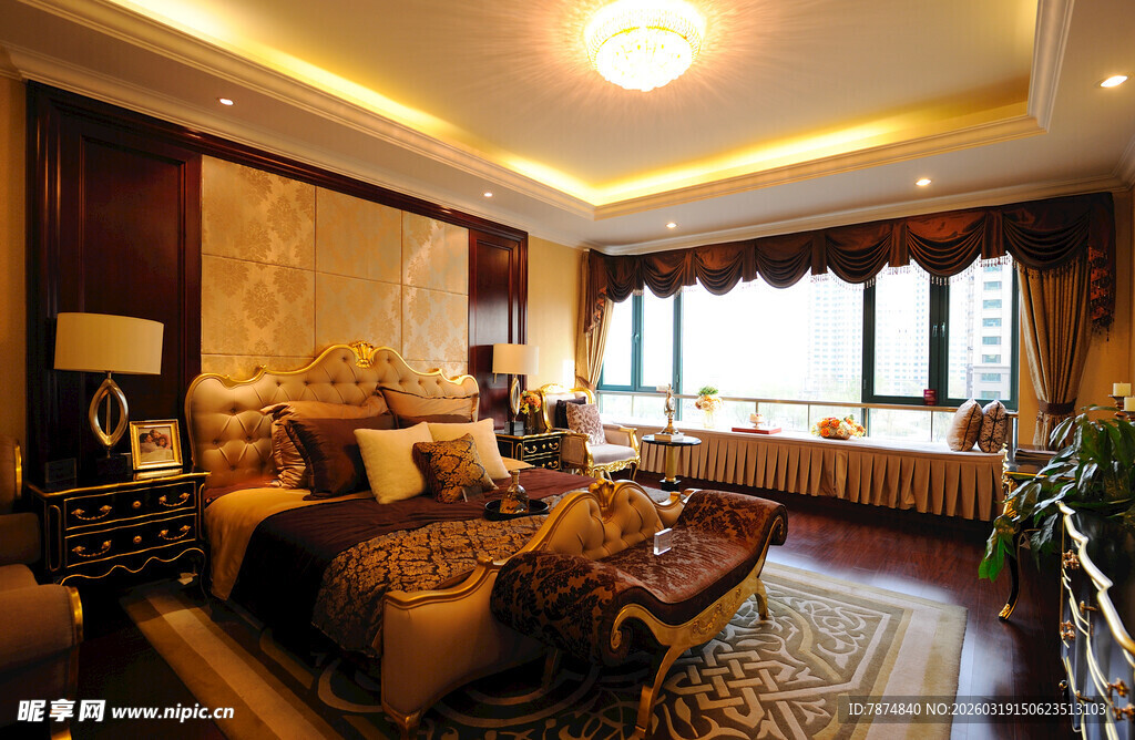 豪华大气的卧室室内场景