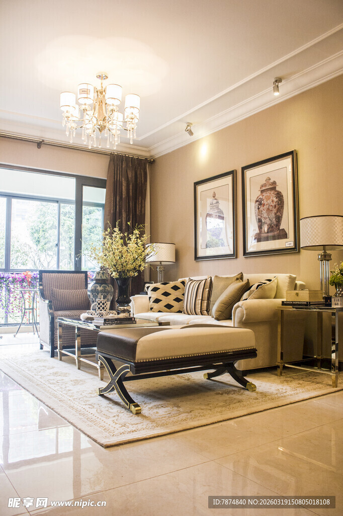 现代奢华风格客厅室内景