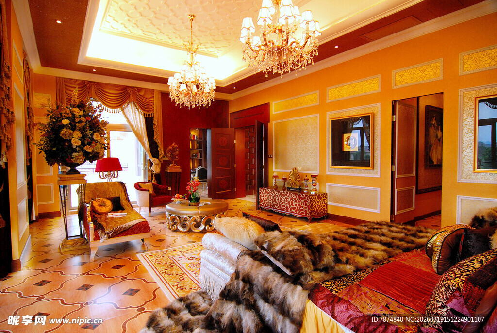 豪华欧式客厅奢华装饰景观