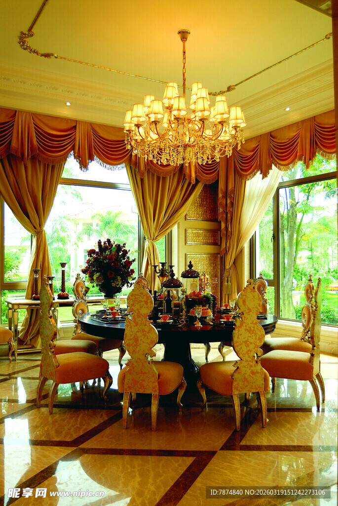 豪华欧式餐厅室内景致