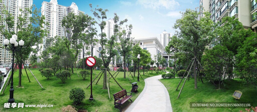 小区内的优美绿化小径