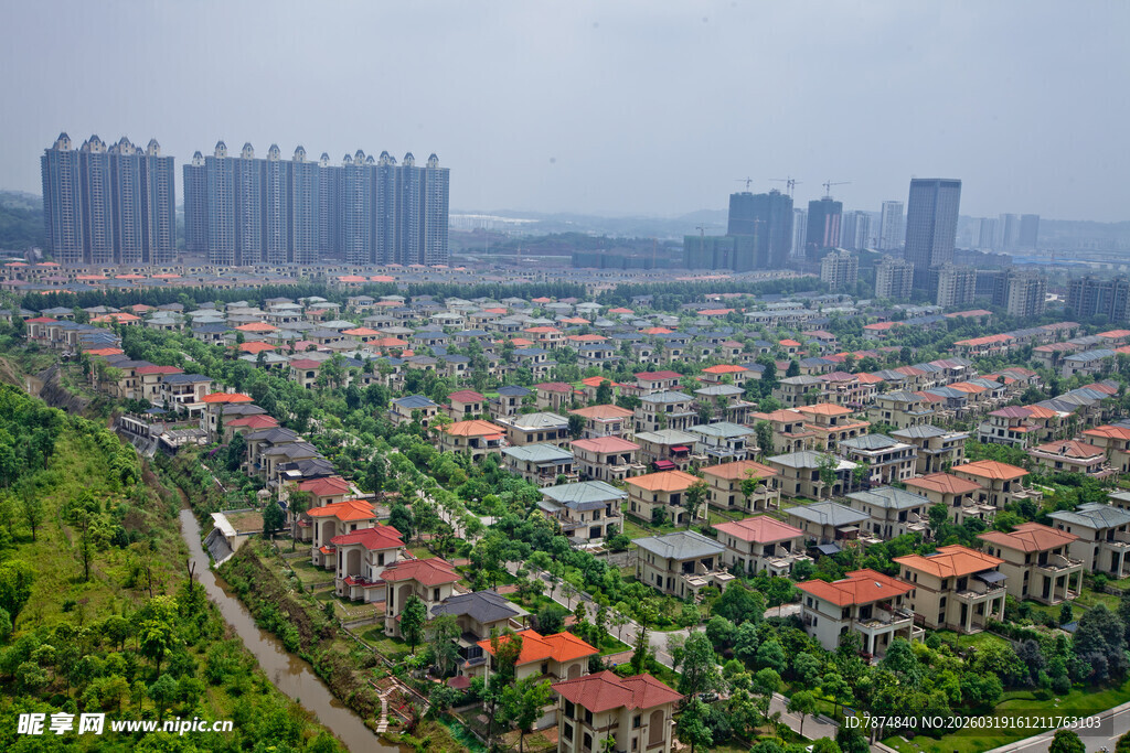 俯瞰城市住宅区景观