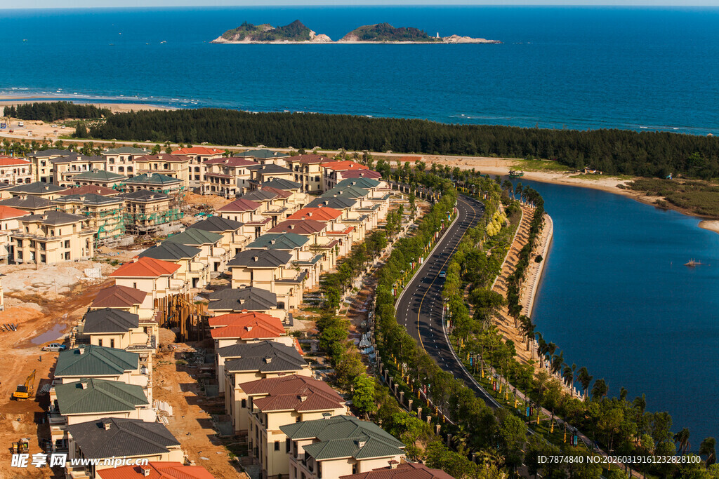 海滨城市美丽住宅区风光