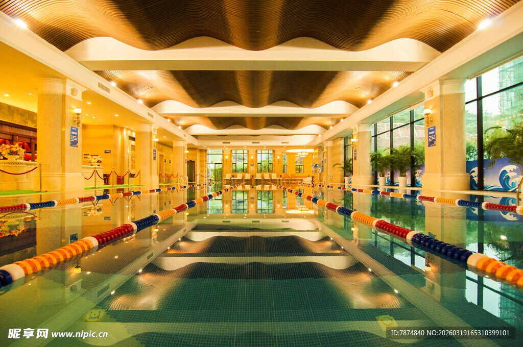 室内豪华游泳池场景