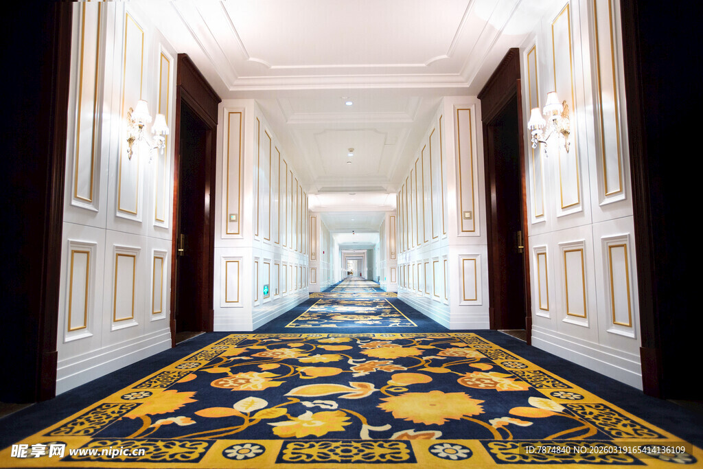 豪华走廊的精美地毯装饰