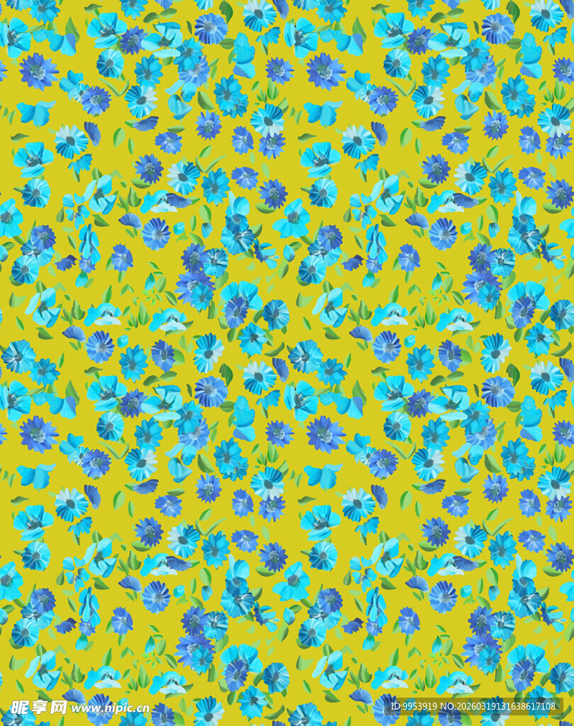 蓝黄 花卉