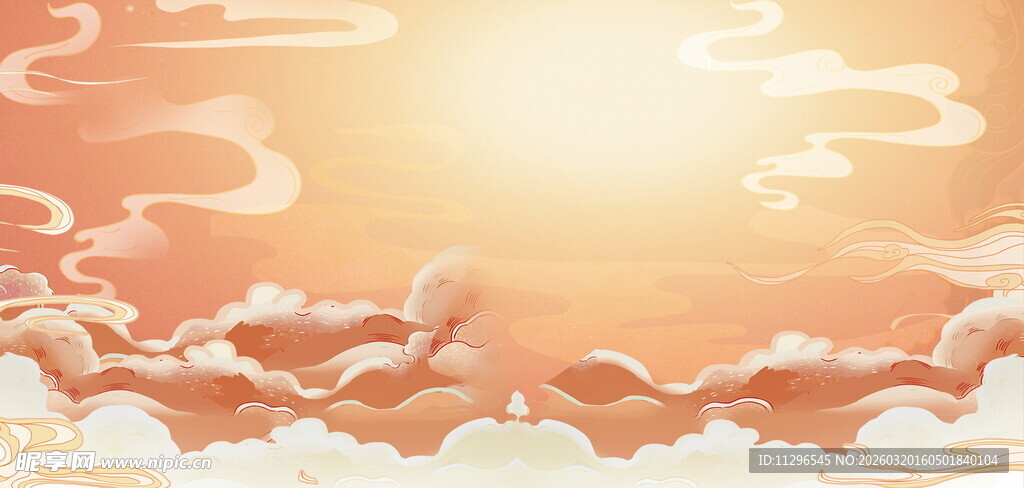 梦幻云端的灿烂日出背景