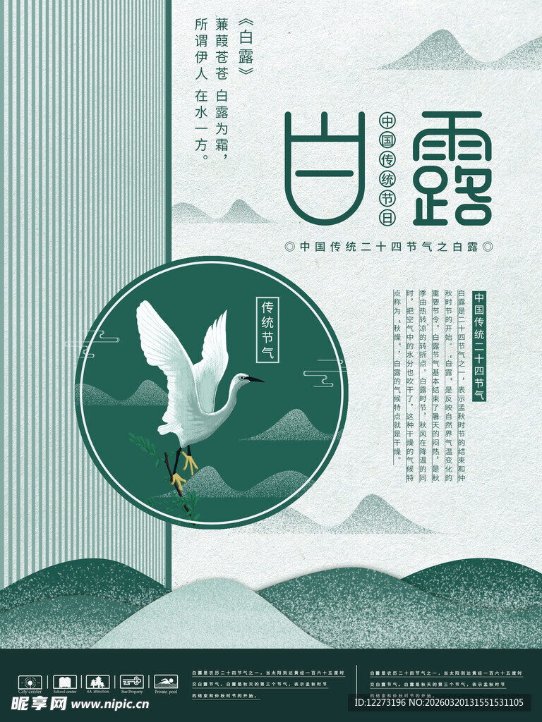 白露节气国风插画海报