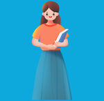 抱书微笑的知性女性