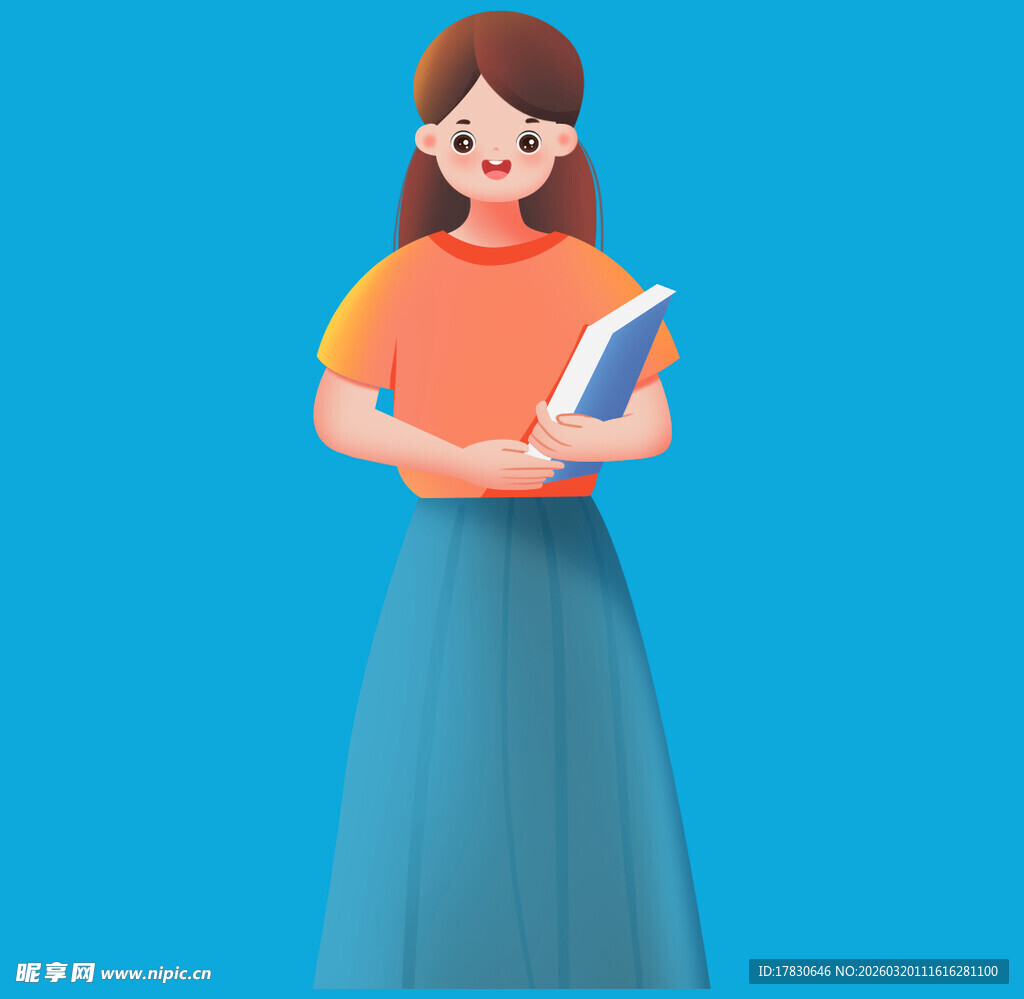 抱书微笑的知性女性