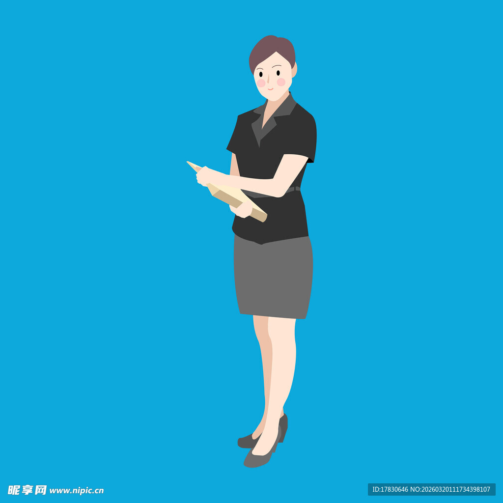 职业女性手持平板展示姿态