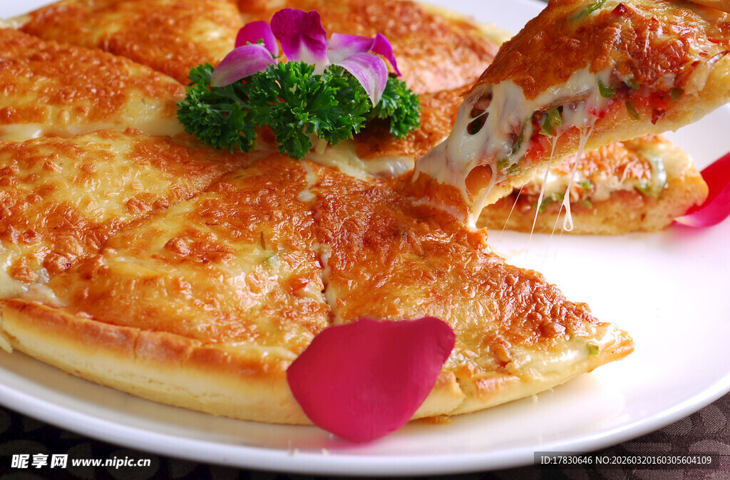 美味芝士披萨切片展示