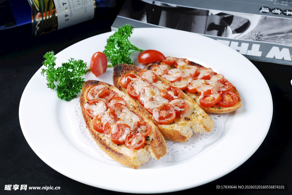 番茄芝士烤面包片