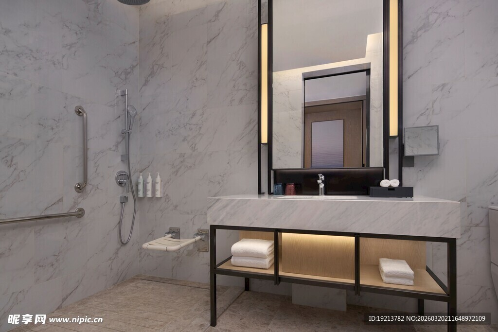 现代简约风浴室洗手台区域