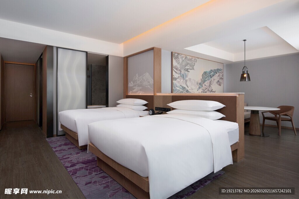 现代简约风格双床酒店房间