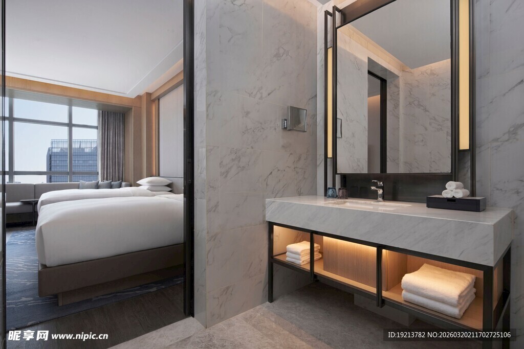 现代简约风格酒店浴室场景