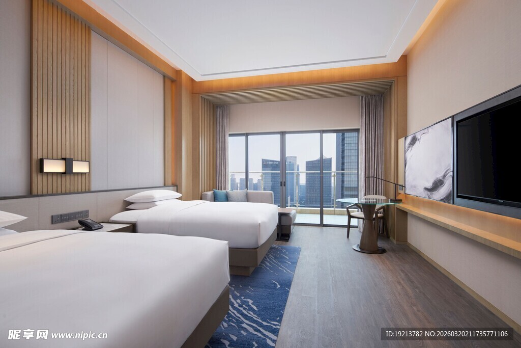 现代简约风格双床酒店客房