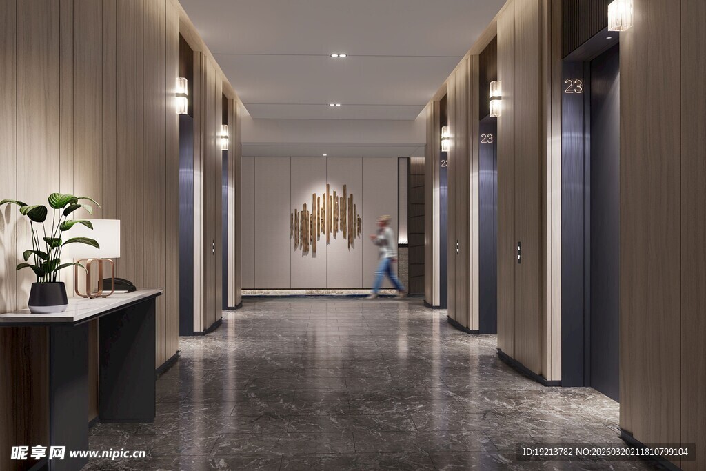 现代风格酒店走廊场景