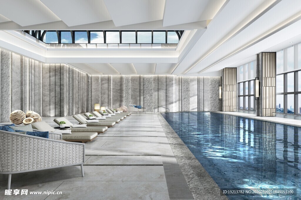 现代豪华室内泳池空间