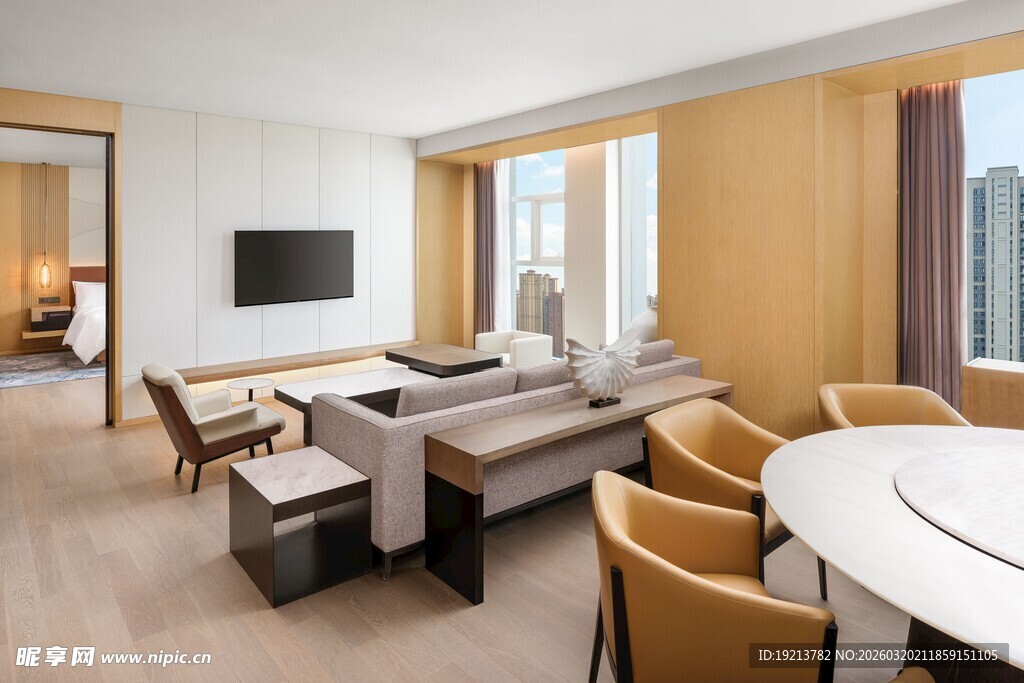 现代风格豪华客厅餐厅一体