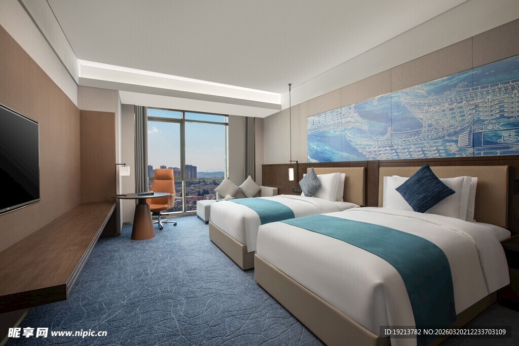 现代风格双床酒店客房