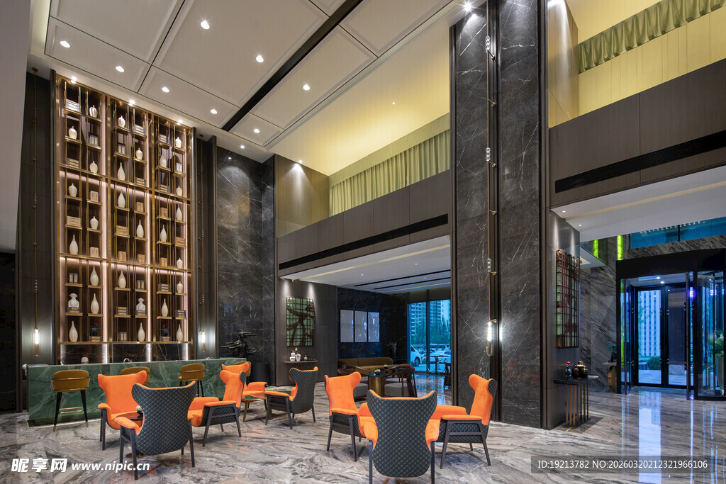 豪华酒店大堂优雅空间