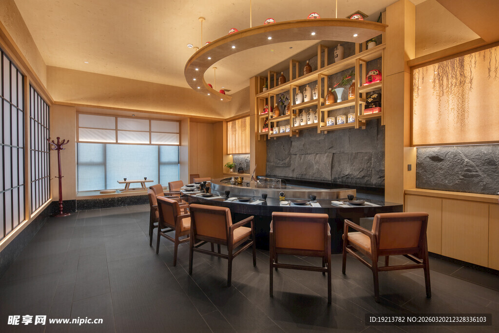 现代风格豪华餐厅吧台场景