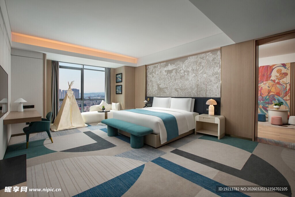 现代风格温馨酒店客房