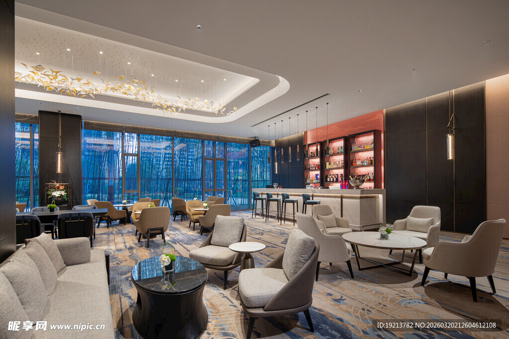 豪华现代风格的室内休息区