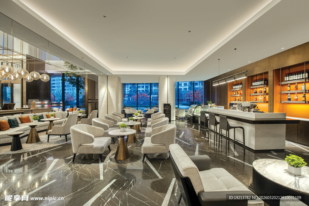 现代豪华餐厅室内优雅场景