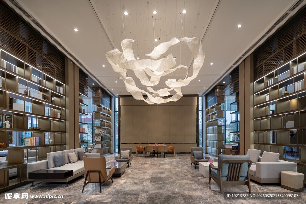 豪华典雅的图书馆室内空间