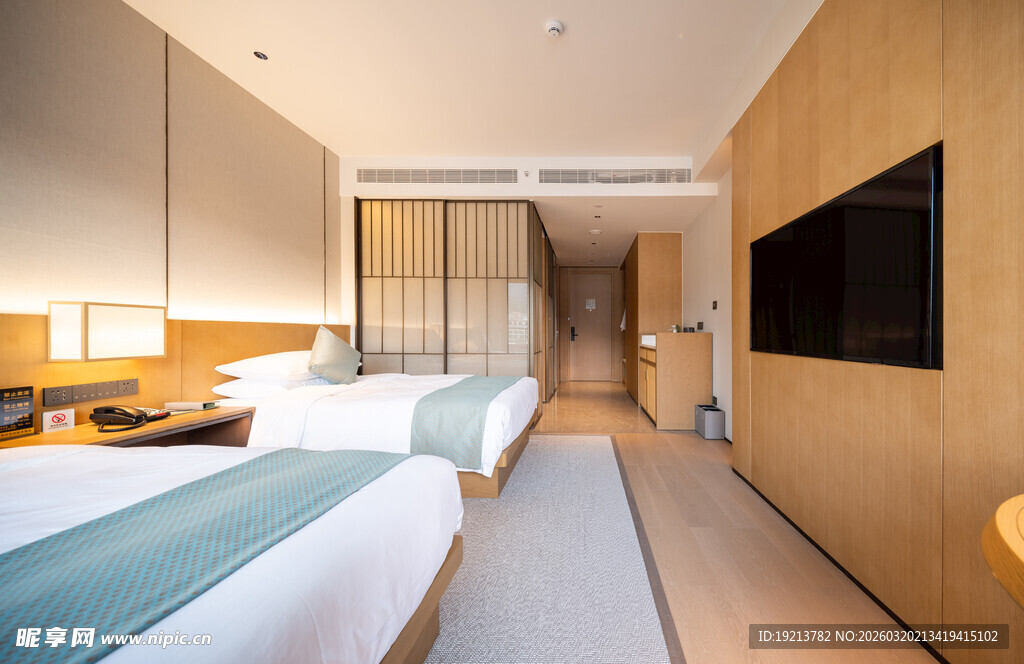 现代简约风格双床酒店客房