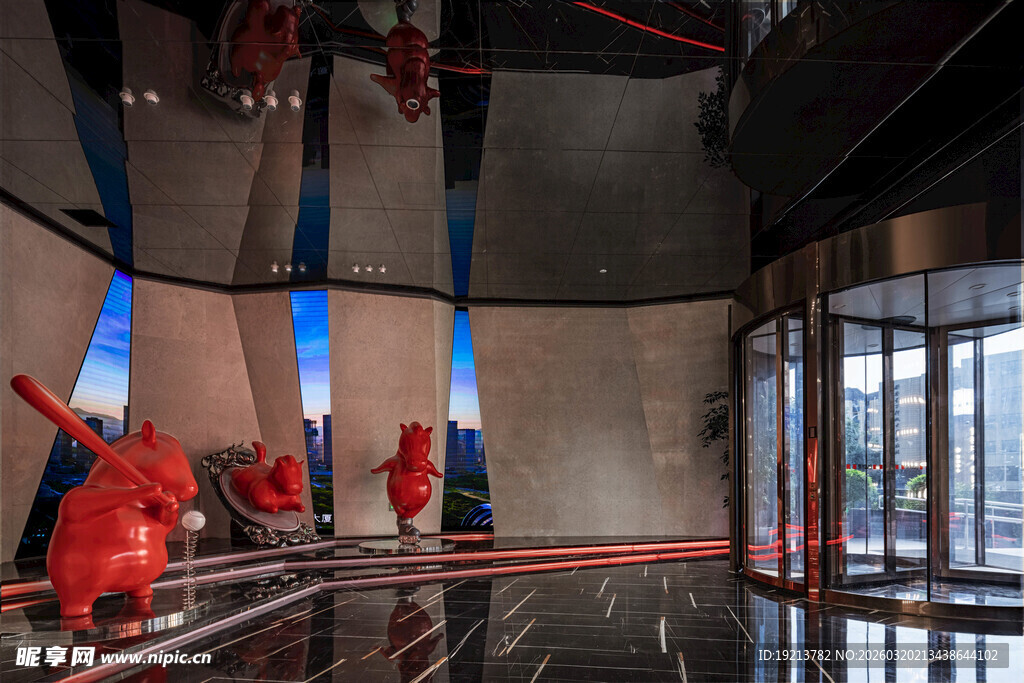 科幻风红色机械装置场景