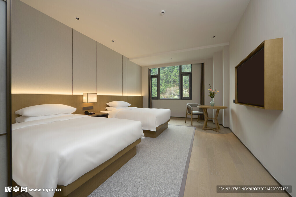 现代简约风格双床卧室