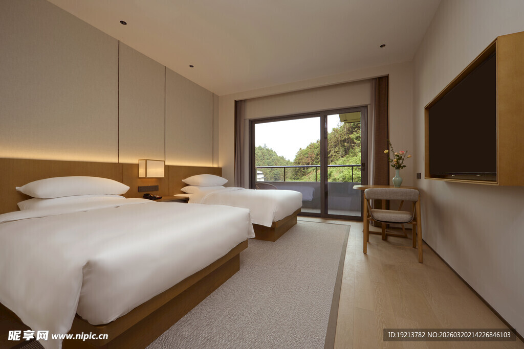 现代简约风格双床卧室