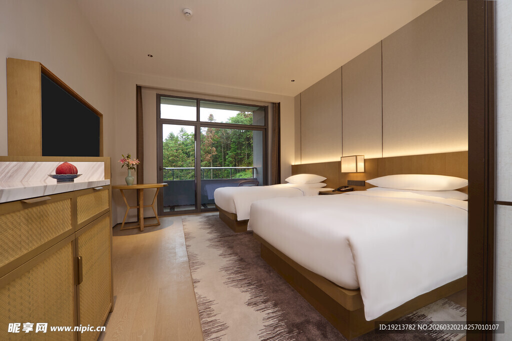 现代简约风格双床酒店房间