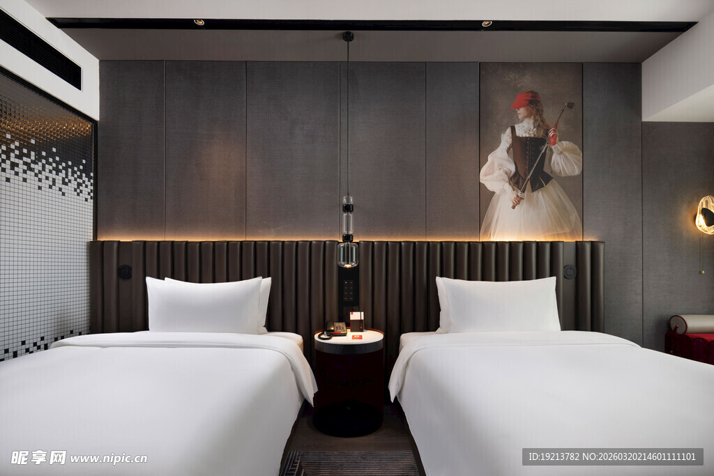 现代简约风双床酒店客房