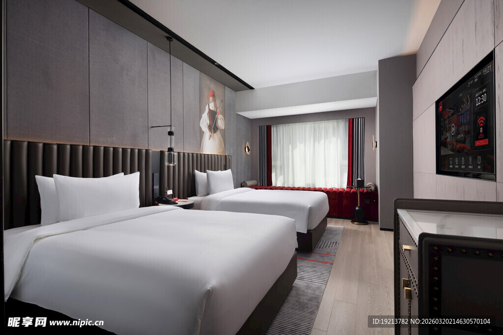 现代简约风格双床酒店客房