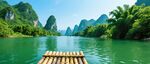 山水漓江竹筏绿色河流喀斯特地貌